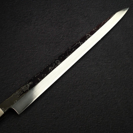 Sukenari VG10 Damascus Yanagiba 330mm, Ebony Three Spacer Handle
