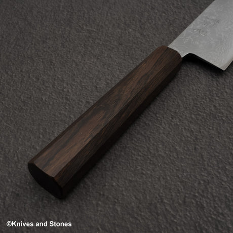 Hatsukokoro Blue 2 Damascus Migaki Santoku 180mm Ebony Handle