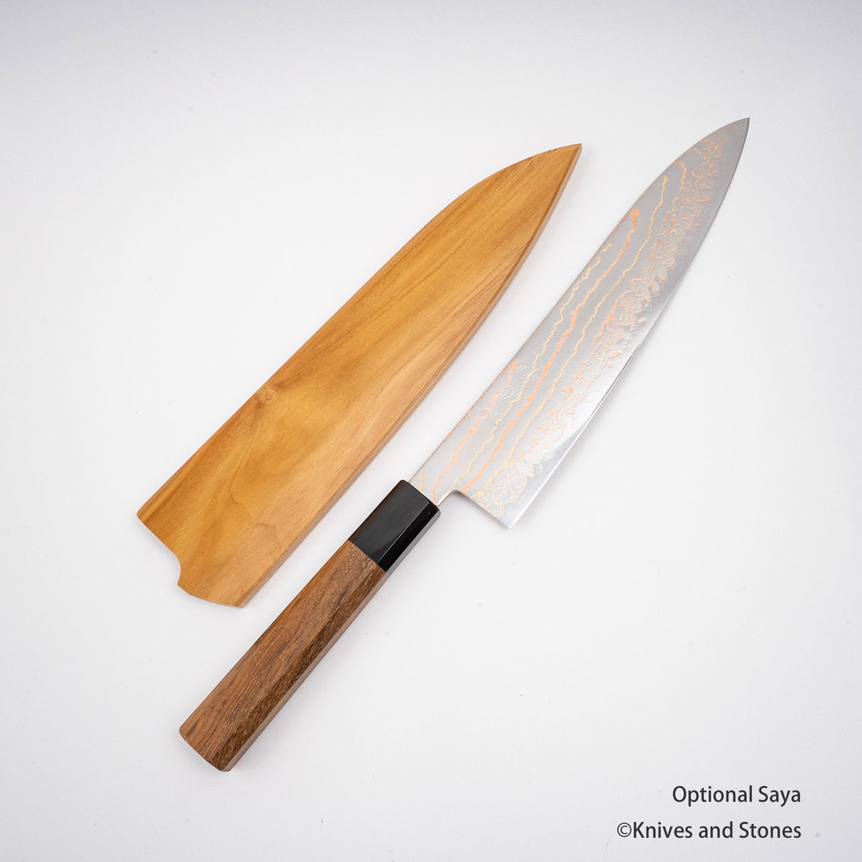 하츠코코로 하야부사 청2강 레인보우 다마스커스 규토(셰프나이프) 210mm