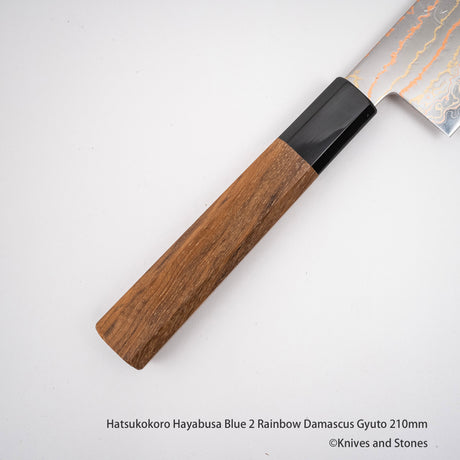 하츠코코로 하야부사 청2강 레인보우 다마스커스 규토(셰프나이프) 210mm