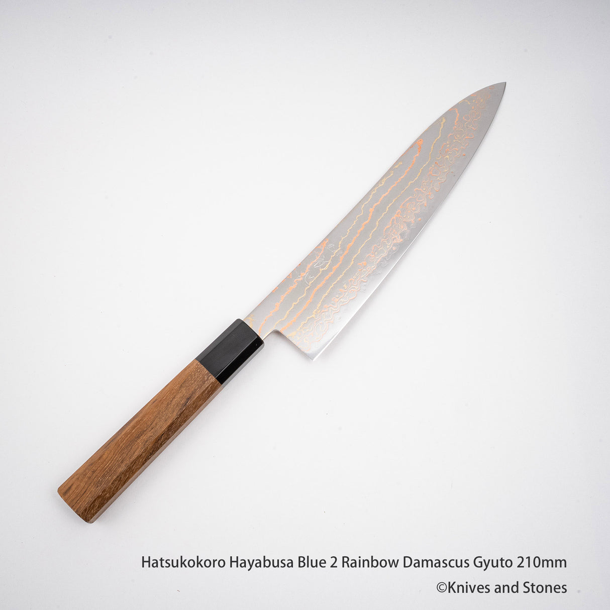 하츠코코로 하야부사 청2강 레인보우 다마스커스 규토(셰프나이프) 210mm