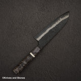 Hatsukokoro Itadaki Blue2 & White2 Dual Core Damasccus Tsushime Santoku 180 mm with Saya