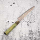 Hatsukokoro Kujaku V-Toku-2 Petty 150mm Rainbow Damascus Finish Green