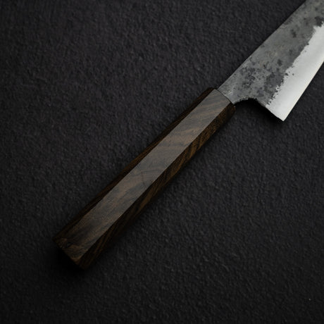 Hatsukokoro Kurogane Blue 2 Kurouchi Honesuki 150mm Double Bevel Black Chacate