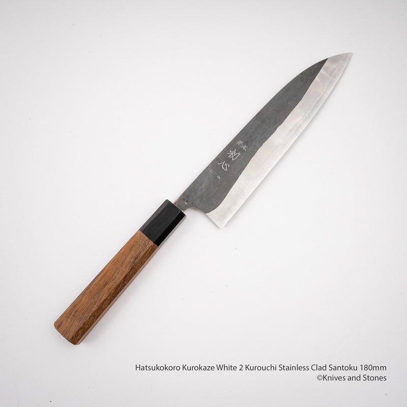 하츠코코로 쿠로카제 백2강 쿠로우치 스텐클래드 산토쿠(다용도칼) 180mm