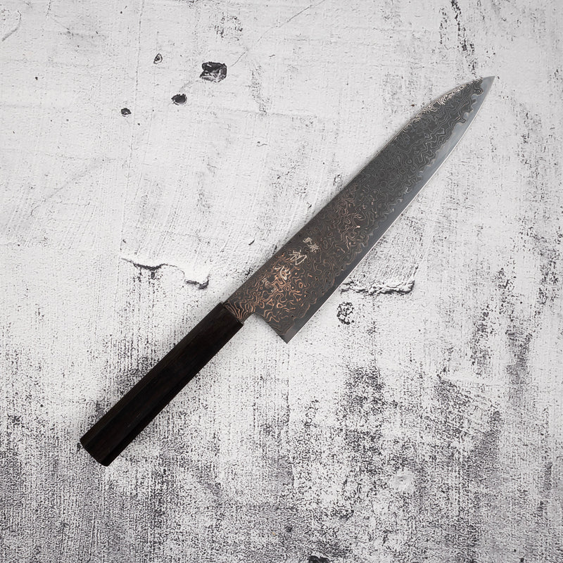 하츠코코로 류효 SG2 블랙 다마스커스 규토(셰프나이프) 210mm 에보니 핸들
