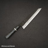 Hatsukokoro Shinkiro Aogami Super K-tip Gyuto 240mm Damascus Kurouchi Birch Handle