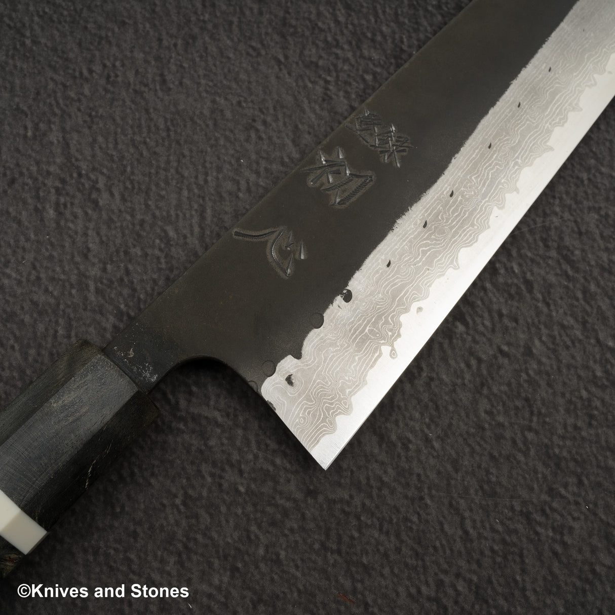 Hatsukokoro Shinkiro Aogami Super K-tip Gyuto 240mm Damascus Kurouchi Birch Handle