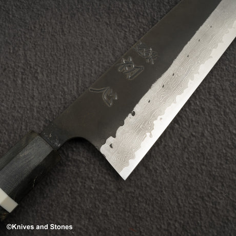 Hatsukokoro Shinkiro Aogami Super K-tip Gyuto 240mm Damascus Kurouchi Birch Handle