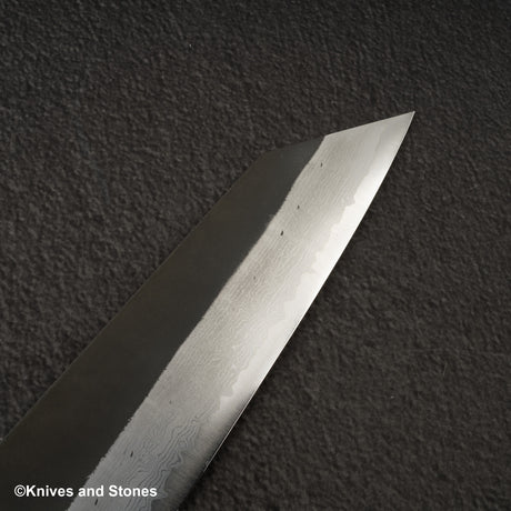Hatsukokoro Shinkiro Aogami Super K-tip Gyuto 240mm Damascus Kurouchi Birch Handle