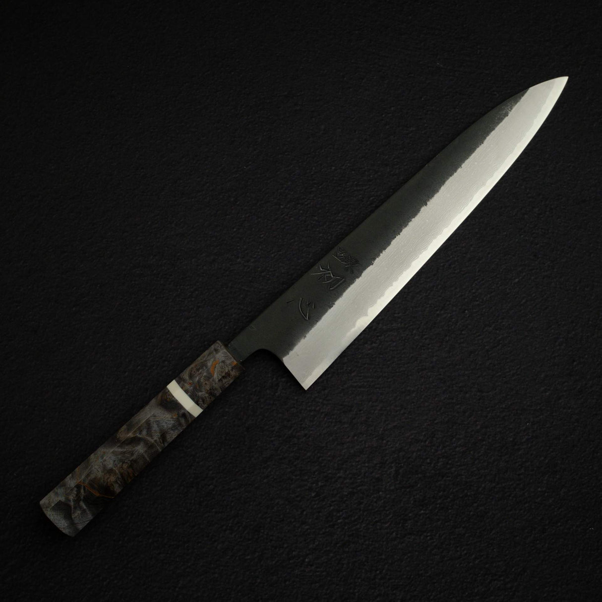 Hatsukokoro Shinkiro Aogami Super Gyuto 240mm Damascus Kurouchi Birch Handle