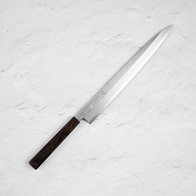 하츠코코로 x 묘진 시라사기 백2강 야나기바(사시미칼) 330mm