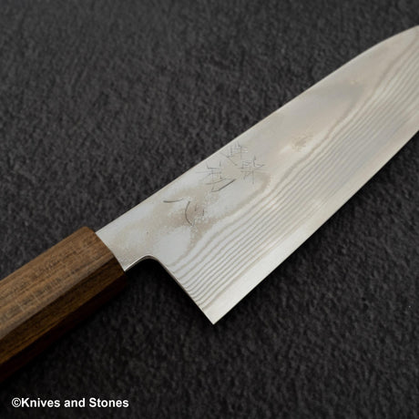 하츠코코로 긴소우 은삼강 니켈 다마스커스 산토쿠(다용도칼) 180mm 블랙 차카테 핸들