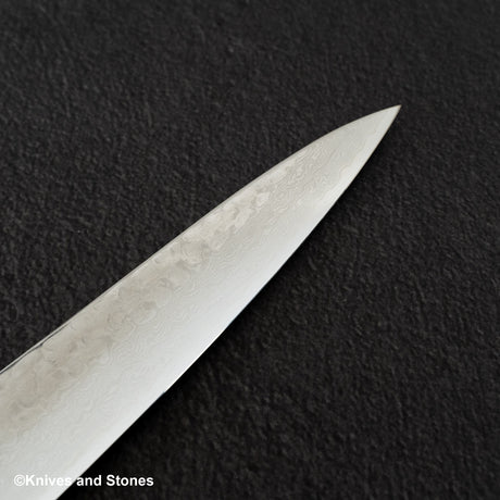 Hatsukokoro Hayabusa VG10 Damascus Tsuchime Sujihiki 270mm Ebony Handle