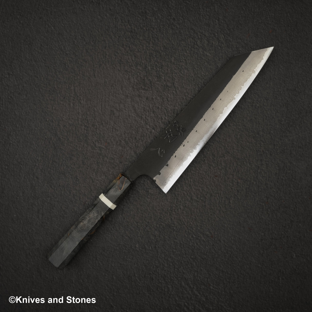 Hatsukokoro Shinkiro Aogami Super K-tip Gyuto 210mm Kurouchi Damascus Birch Handle