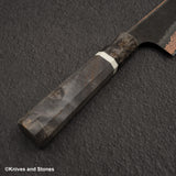 Hatsukokoro x Nigara Yorokobi SLD Copper Tsuchime Damascus Bunka 180mm Birch Handle