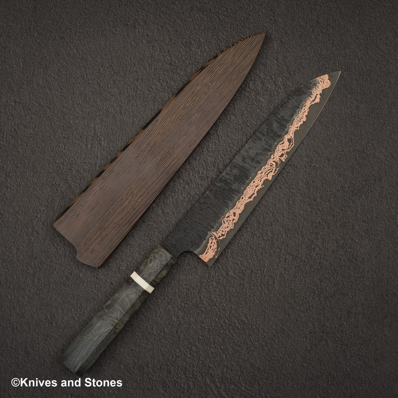 Hatsukokoro x Nigara Yorokobi SLD Copper Tsuchime Damascus Gyuto 240mm with Saya