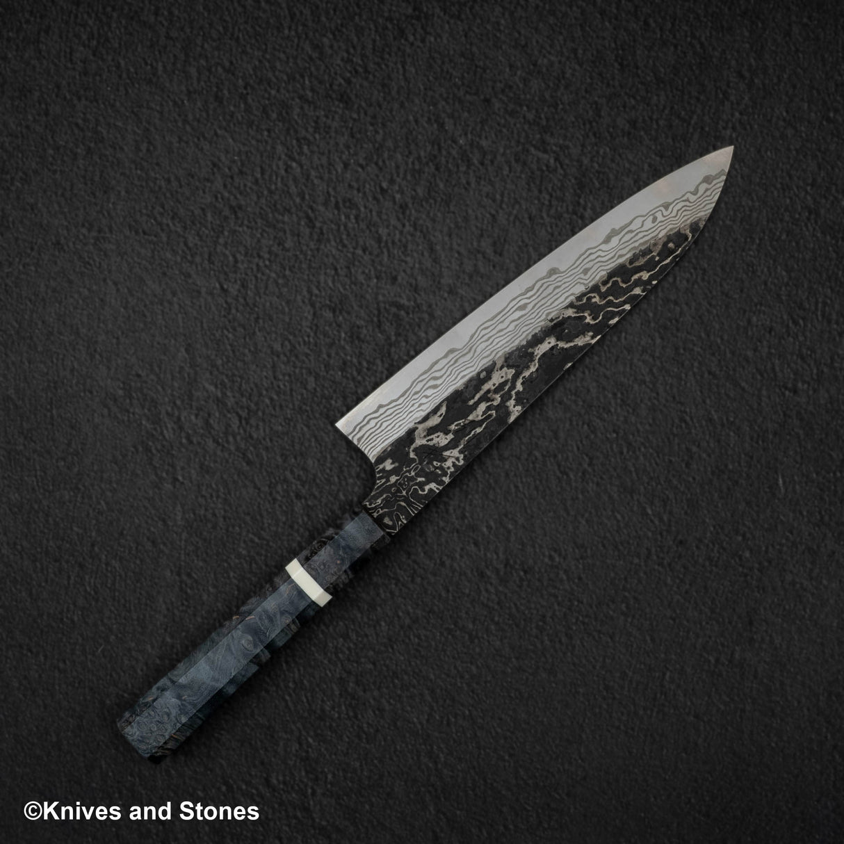 Hatsukokoro x Nigara Yorokobi Special SLD Gyuto 210mm Kurouchi Damascus Birch Handle