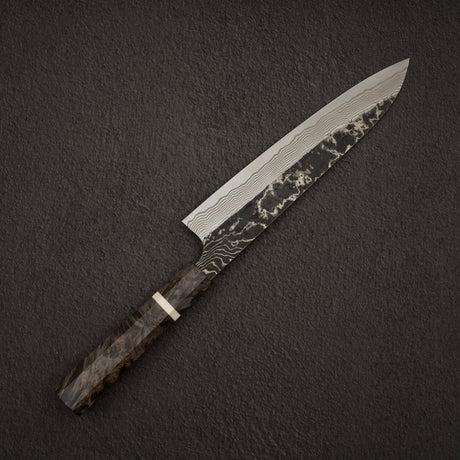 하츠코코로 x 니가라 요로코비 스페셜 SLD 강 쿠로우치 다마스커스 규토(셰프나이프) 240mm 자작나무 핸들
