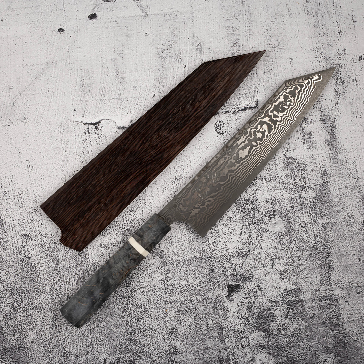 Hatsukokoro x Nigara Yorokobi Special SLD Kurouchi Damascus K tip Gyuto 240mm Polished