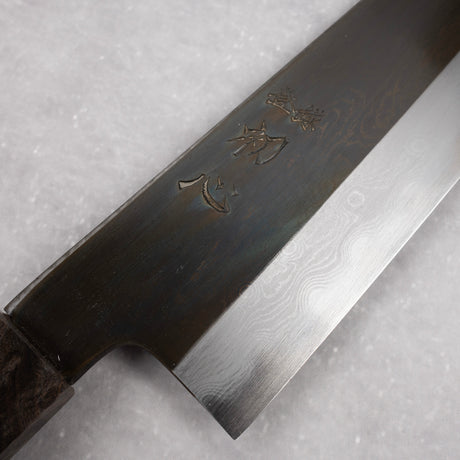 Hatsukokoro x Satoshi Nakagawa Blue 1 Etched Black Damascus K tip Gyuto 210mm
