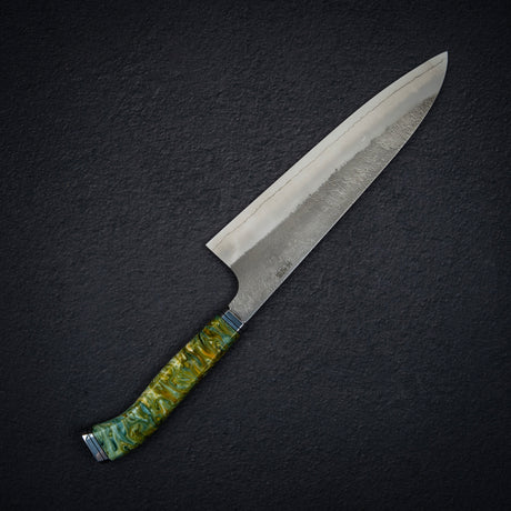 Hatsukokoro x Yoshikane SKD Nashiji Gyuto 210mm Extra Tall, Cosmic Swirl Handle
