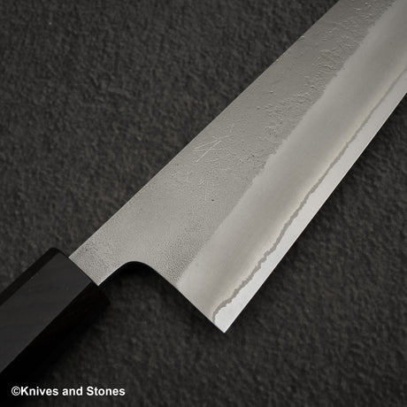 Hatsukokoro x Yoshikane White 2 Nashiji Gyuto 210mm Stainless Clad Ebony Handle