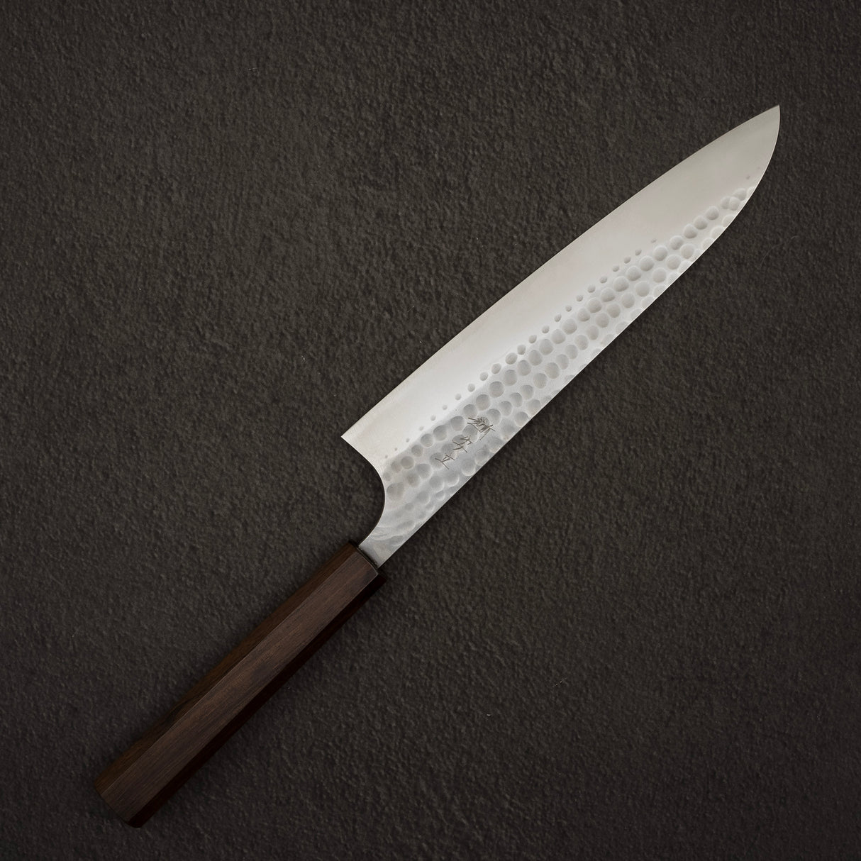 Katsushige Anryu Blue 2 Tsuchime Stainless Clad Gyuto 210mm Ebony Handle