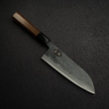 Kurogane Blue 2 Kurouchi Santoku 165mm Rosewood Handle, with Hatsukokoro Stamp
