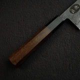 Kurogane Blue 2 Kurouchi Santoku 165mm Rosewood Handle, with Hatsukokoro Stamp