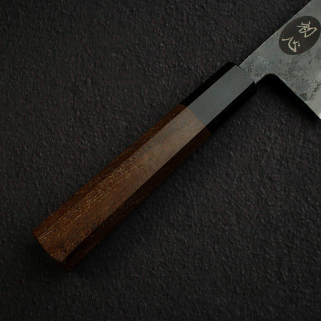 Kurogane Blue 2 Kurouchi Santoku 165mm Rosewood Handle, with Hatsukokoro Stamp