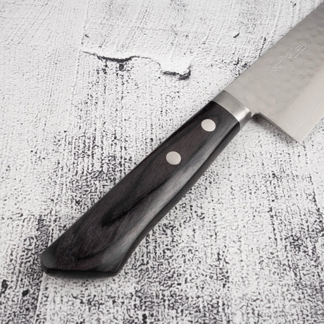 Masutani Kokuryu VG10 Damascus Tsuchime Santoku 170mm Western Handle