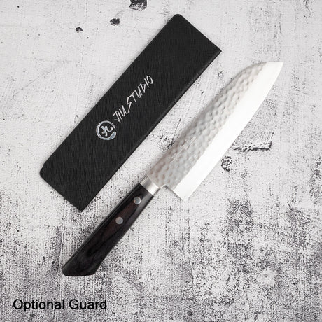 Masutani Kokuryu VG10 Damascus Tsuchime Santoku 170mm Western Handle