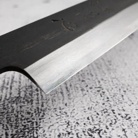 Nakagawa Blue 1 KU Damascus Sujihiki 240mm Etched Black Ebony by Hatsukokoro