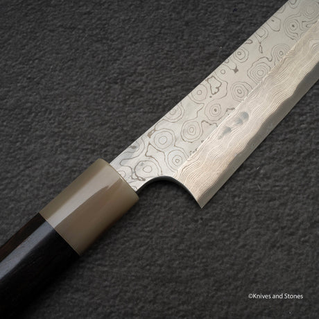 Nigara Anmon Kurozome Blue 2 Damascus Kiritsuke Yanagiba 300mm