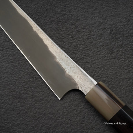 Nigara Anmon Kurozome Blue 2 Damascus Kiritsuke Yanagiba 300mm