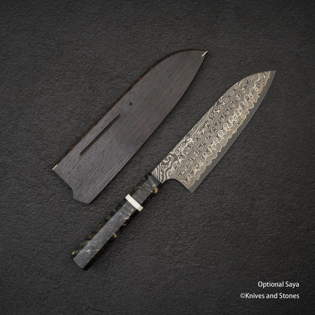 Nigara Anmon SG2 Raindrop Damascus Santoku 170mm Birch (暗紋)