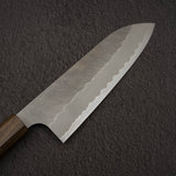 Nigara Aogami (Blue) Super Matt Kurouchi Tsuchime Finished Santoku 180mm Black Chacate