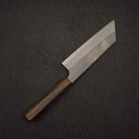 Nigara Aogami (Blue) Super K-tip Nakiri 165mm Matt Migaki Tsuchime Finished Black Chacate
