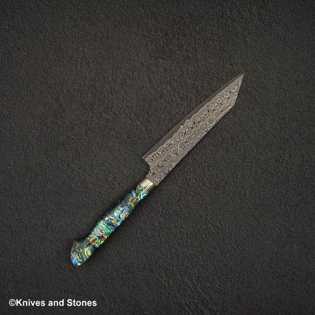 Nigara Anmon (暗紋) SG2 Raindrop Damascus K tip Petty 150mm Mother-of-Pearl Inlay Handle