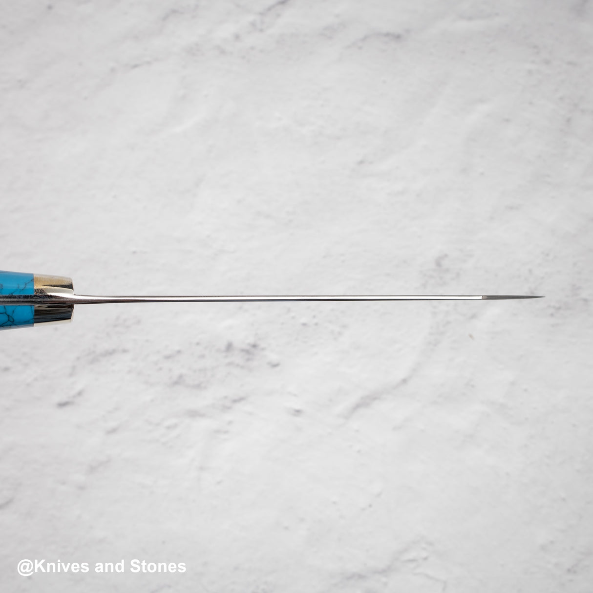 Nigara Anmon (暗紋) SG2 Raindrop Damascus K-tip Petty 150mm Western Blue Turquoise