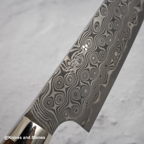 Nigara Anmon (暗紋) SG2 Raindrop Damascus K-tip Petty Western 150mm Ironwood