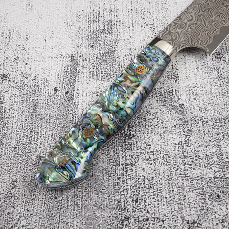 Nigara Anmon (暗紋) SG2 Raindrop Damascus Sakimaru Sujihiki 270mm Mother-of-peral Western