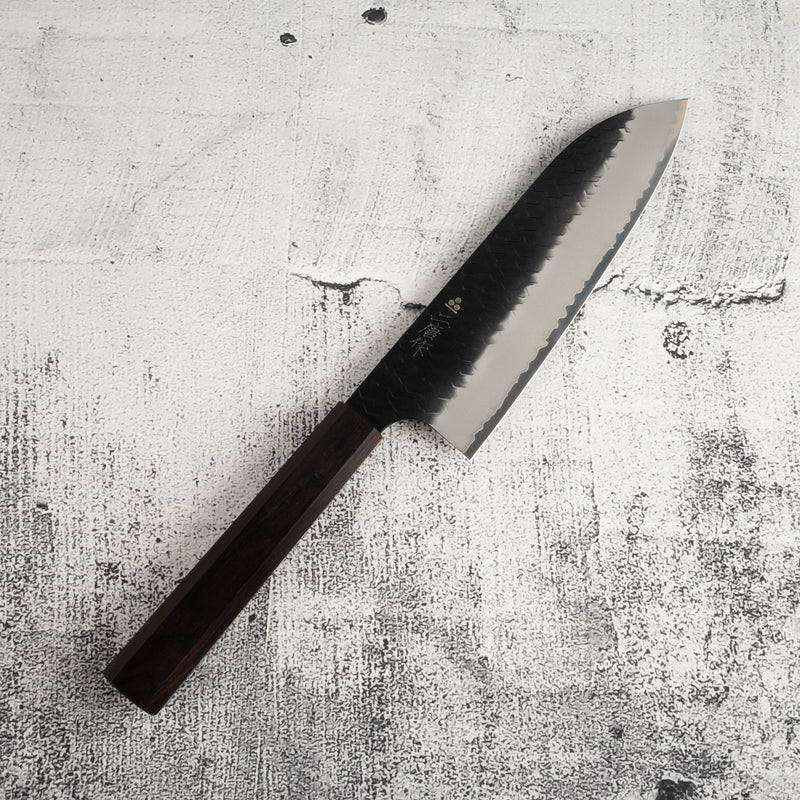 Nigara SG2 KU Santoku 180mm Tsuchime Ebony