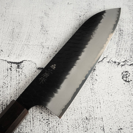 Nigara SG2 KU Santoku 180mm Tsuchime Ebony