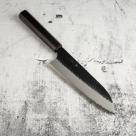 Nigara SG2 KU Santoku 180mm Tsuchime Ebony