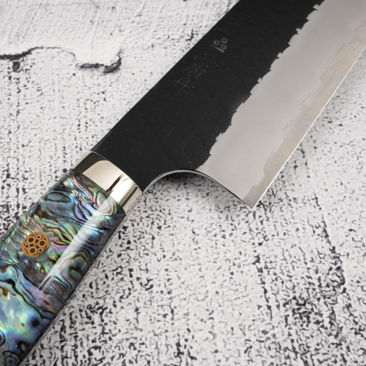 Nigara SG2 Mother-of-pearl K-tip Gyuto 210mm Kurouchi Tsuchime