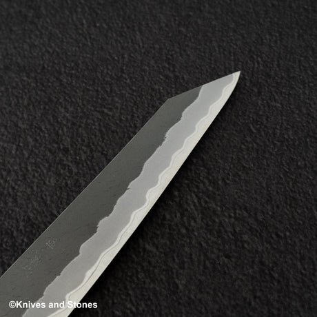Nigara Aogami (Blue) Super K-tip Petty 150mm Matt Migaki Tsuchime Finished Black Chacate