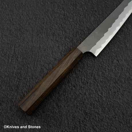 Nigara Aogami (Blue) Super K-tip Petty 150mm Matt Migaki Tsuchime Finished Black Chacate
