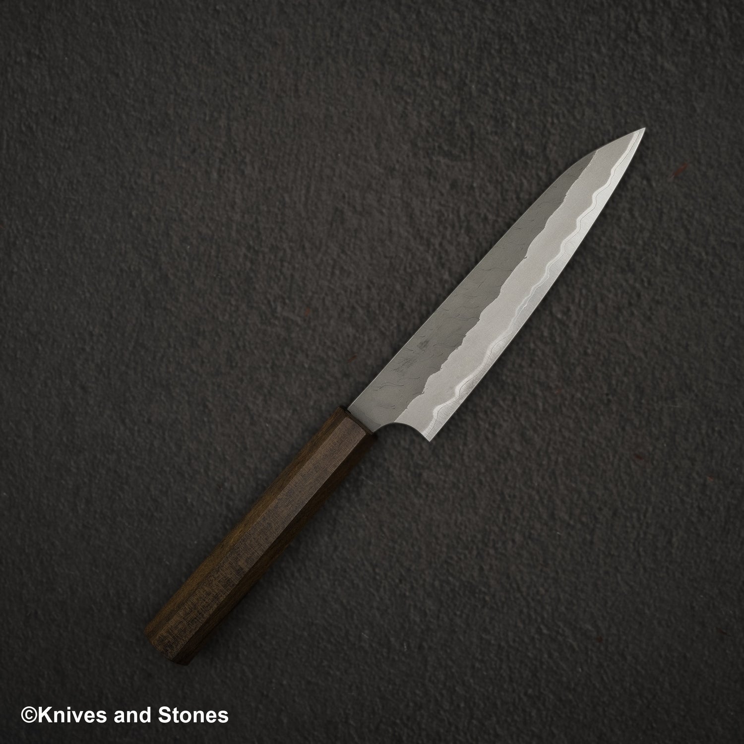 Nigara Aogami (Blue) Super Matt Migaki Tsuchime Finished Petty 150mm Black Chacate